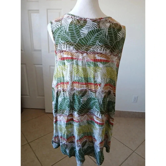 Nanette Lepore Tropical Embroidered Beaded Gauze Sleeveless Peasant Top Size 2X - Picture 4 of 13